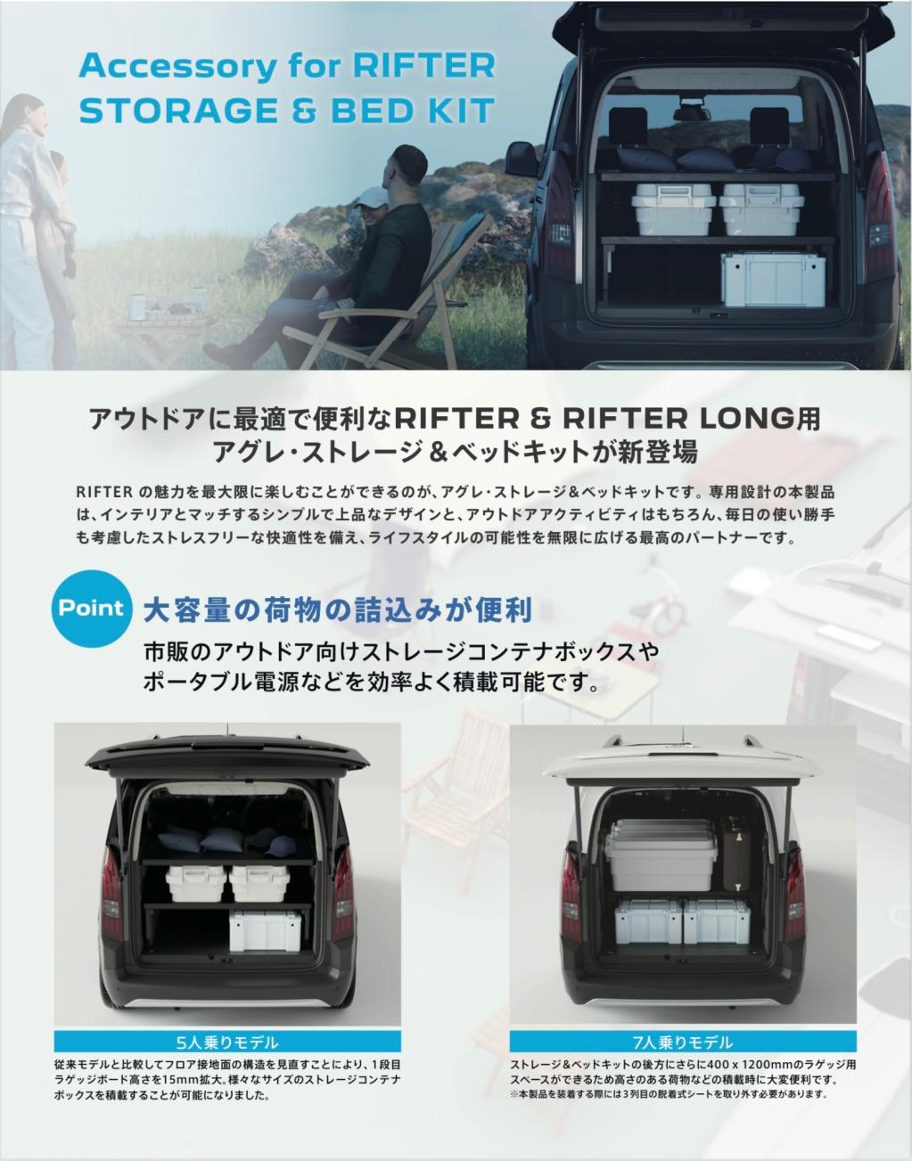 RIFTER！ストレージ＆ベッドキット新登場